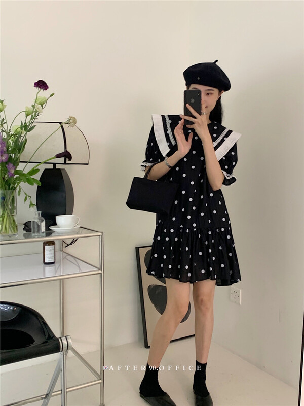 [after.90] dot print fashion dress (excluding bag) ys1-9906\ll