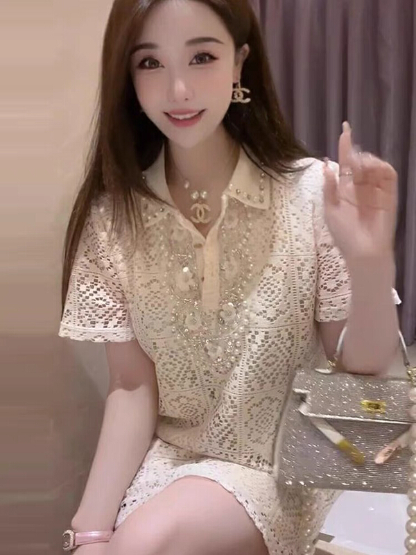 [Kiki studio] sweet heavy industry beaded lace dress 6069\hjy