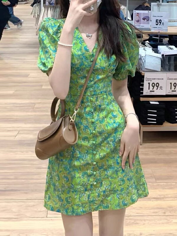 [timely rain] Han Feng ins sweet thin dress 49011\wpl