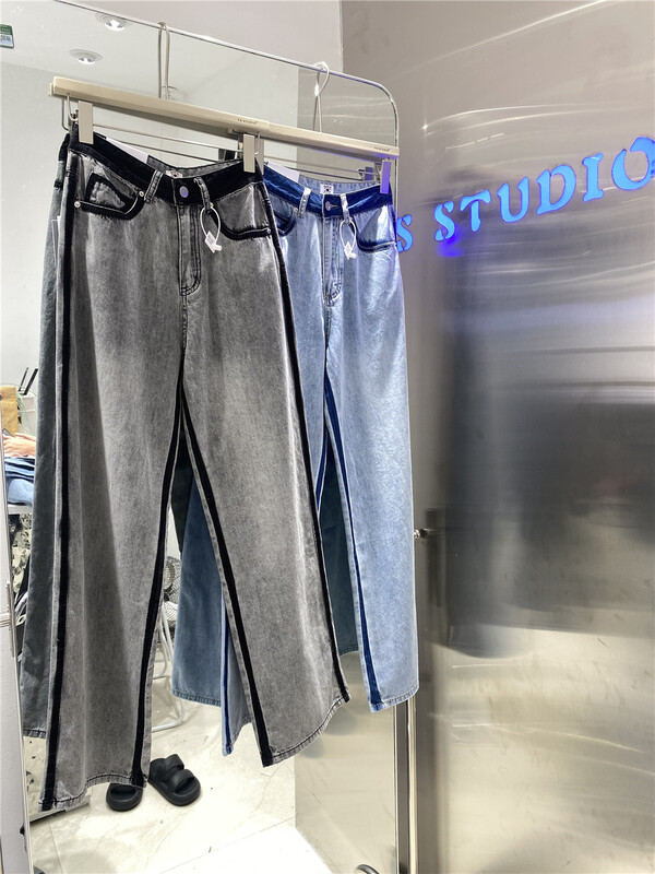 [yuan color] Korean personalized contrast loose jeans 0331\lsw