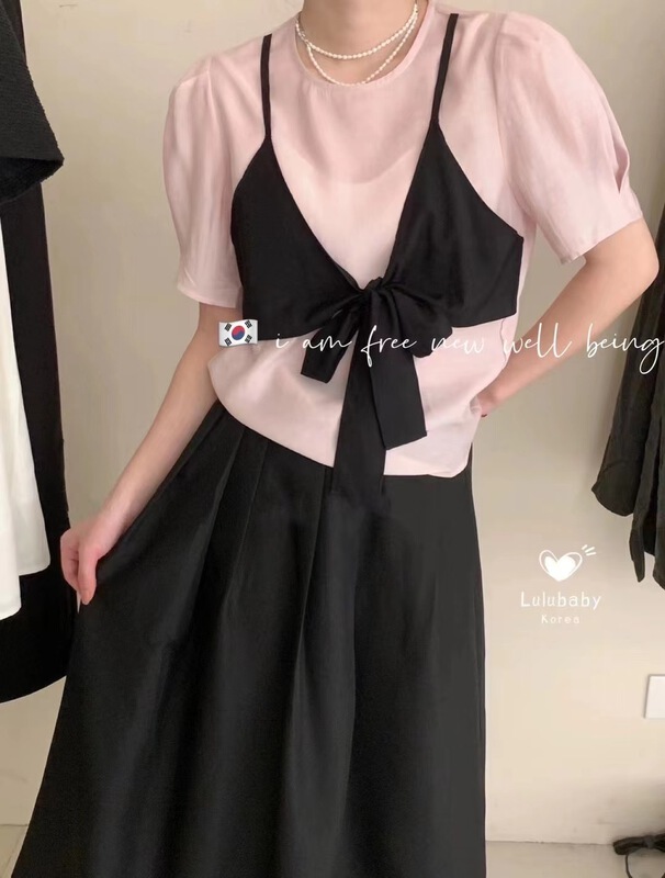 [free studio] Korean version of ladies' fake two-piece blouse 2252\hjy
