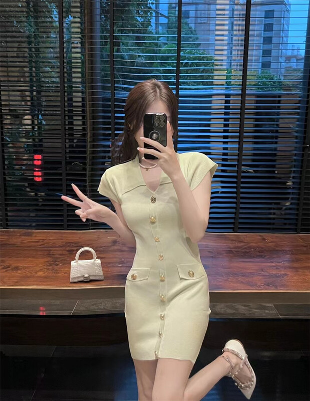 [koumiya] ice silk slim fitting breasted Spice Girl Dress 116\pcz