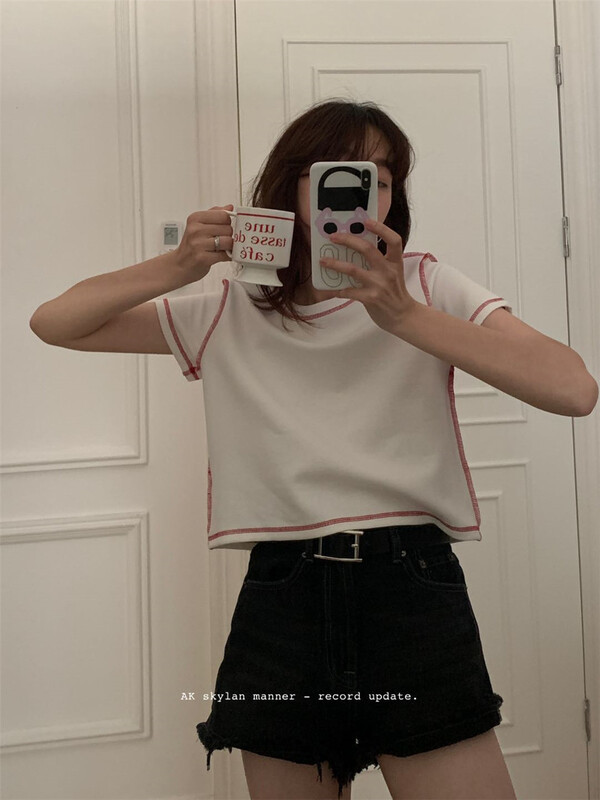 [A.K skylan] fashion line, niche design, short sleeve T-shirt 82666\zxl