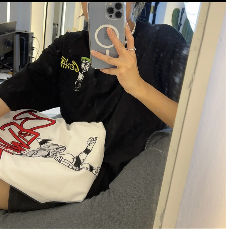 [Qianxi 88 store] Unisex simple loose embroidery short sleeve T-shirt 365\xyy