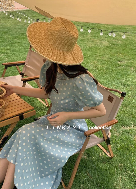 In early summer! [linkayi] elegant wave point fashion dress ys1-22303\hjy