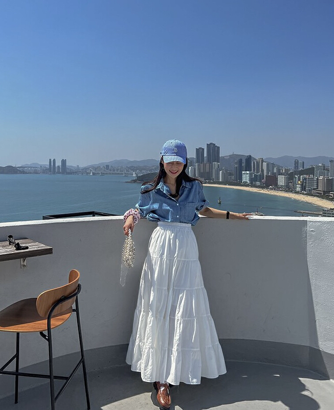 [savage] Korean version solid color high waist elastic waist wrinkled cake layer western style skirt e8503\wpl