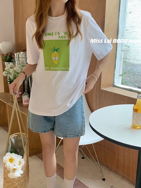 [HH &miss Lai] letter fashion Korean Short Sleeve T-shirt ys1-8009\l