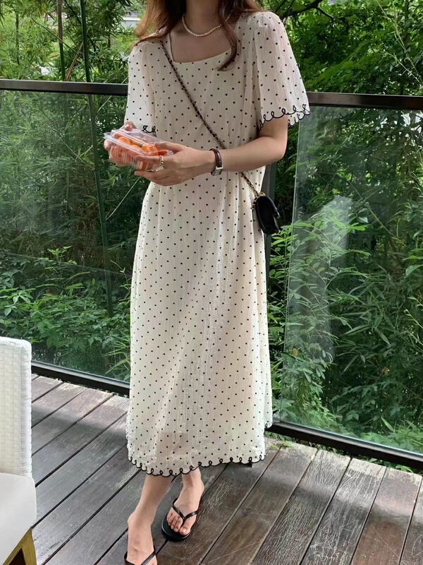 [seek peach] wave point square neck lady dress (only skirts) 5352\ll