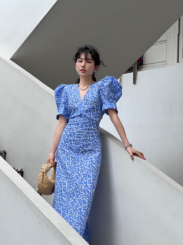 [all in] V-neck floral French retro dress 4241\ozq