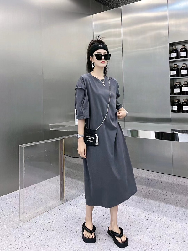 [Junior 3] round neck clean comfortable dress (with bag) 05495\l