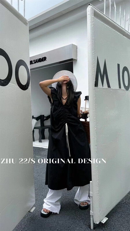 [Zhu] minimalist drawstring dress 22539\lsw