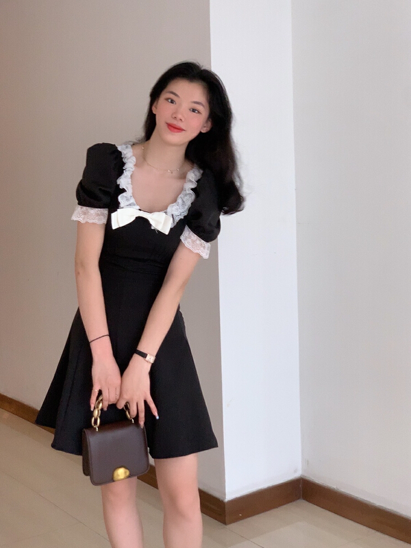 In early summer! [19.nineteen] temperament sweet lace bow dress 393\ll