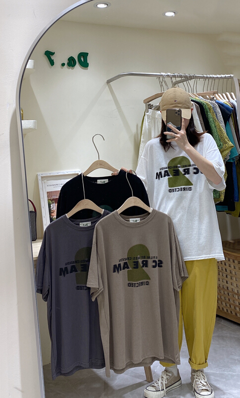 [da.7] Korean personalized pattern loose short sleeve T-shirt 2658\lsl