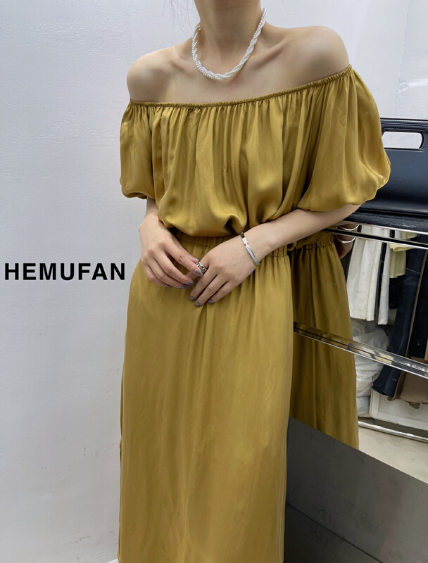 [hemufan hemufan] pleated ladies' T-shirt 3702\l