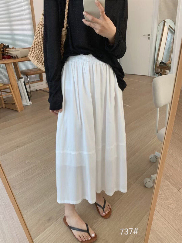 [Shangpin Wanqian] Korean version of ladies' solid color elastic waist skirt ys1-737\hjy