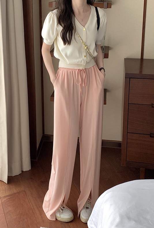In early summer! [miss sumey Xiaomi] Korean slim and versatile lace up slacks 2409\hbx
