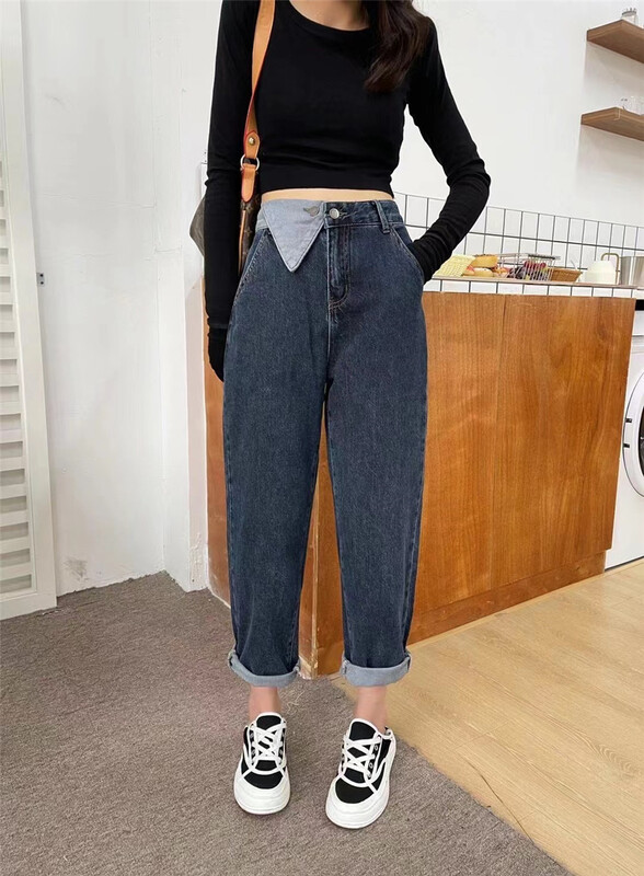 Original price 84.60! [M8 denim] design sense waist straight jeans ml51893\lsl