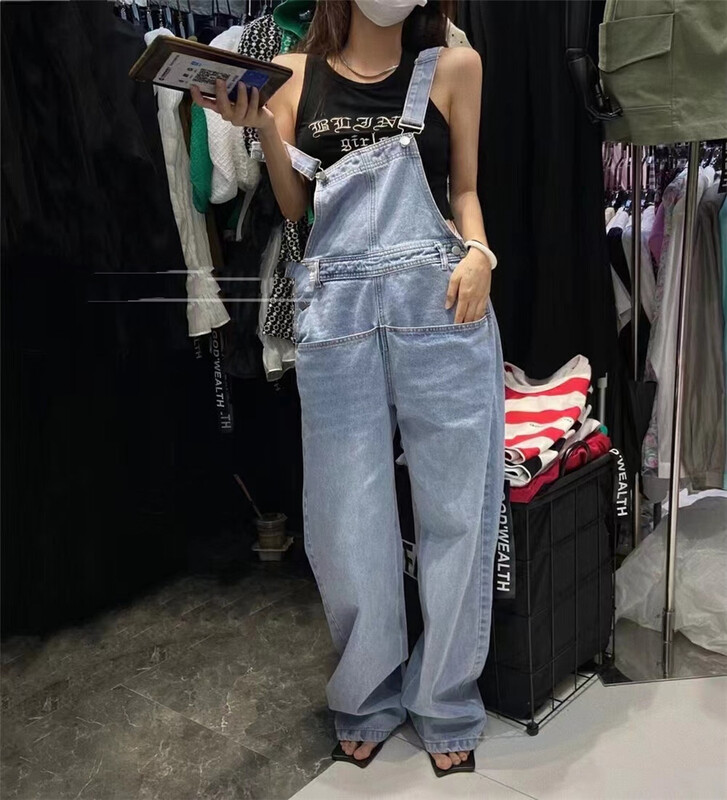 [Yan Zhen] Korean casual large pocket cowboy suspenders 5726 \pcz
