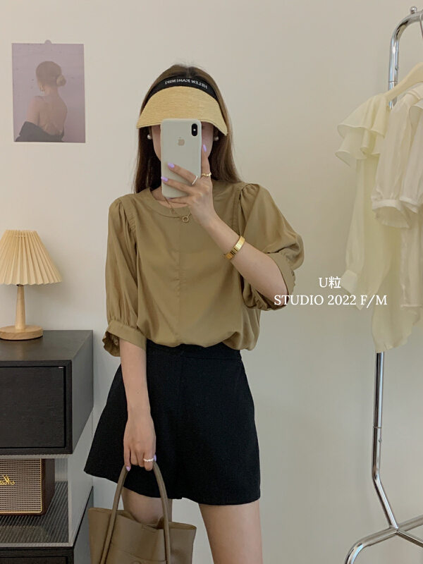 [U grain] loose, fashionable and versatile Tencel blouse 5758\hbx