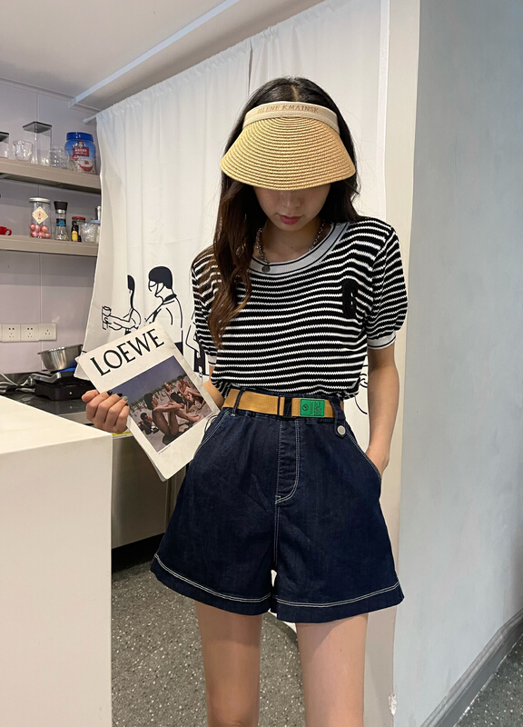 [en Xi'er] casual slim and versatile denim shorts (with detachable waist rope) kb2385\l