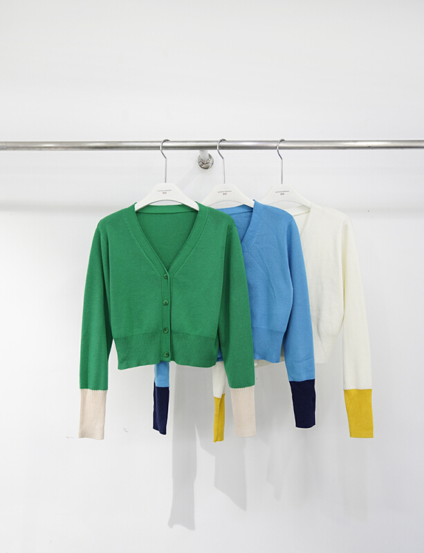 New year in early spring! [C oni] contrast color versatile fashion knitted cardigan (10% wool) oh22n4797\zxl