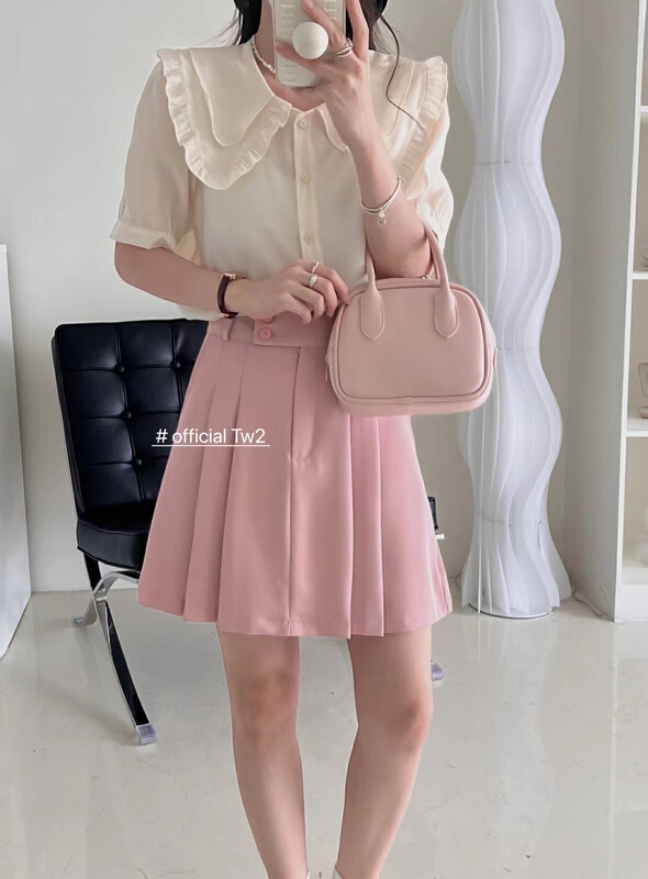[TW2] sweet lotus leaf baby collar bubble sleeve shirt 15279\hbx
