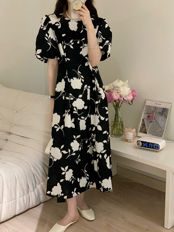 【 bobi 】 splash ink landscape flower design dress 8949\hjy