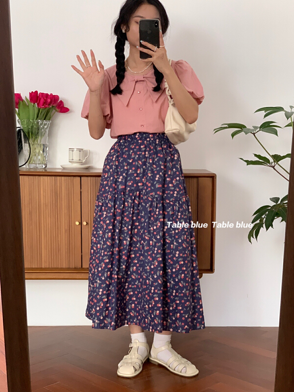 [table blue] Korean floral slim skirt 2162\lsw