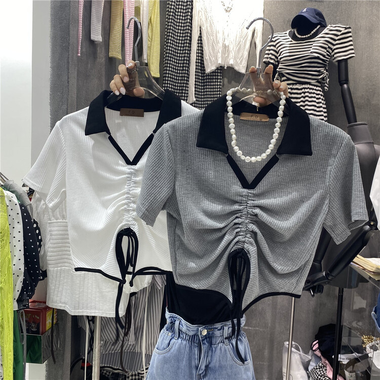 [F.D] Polo neck drawcord short short short sleeve shirt 2223\wpl