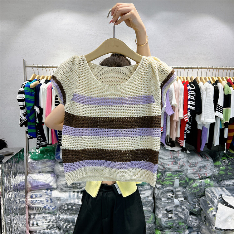 [s'seven] stripe short sleeve pullover shirt ys1-3037\xyj