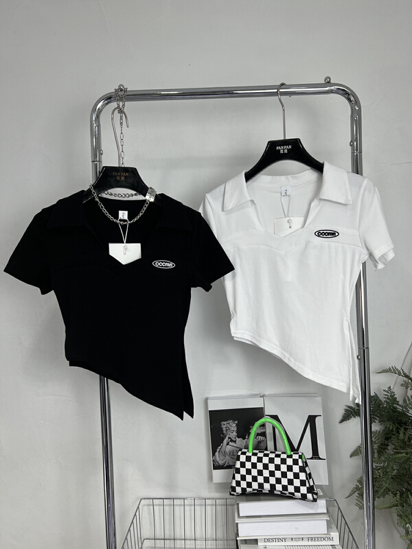 [Baobao (fan fan)] irregular hem design round neck versatile short sleeve T-shirt 226\ozq