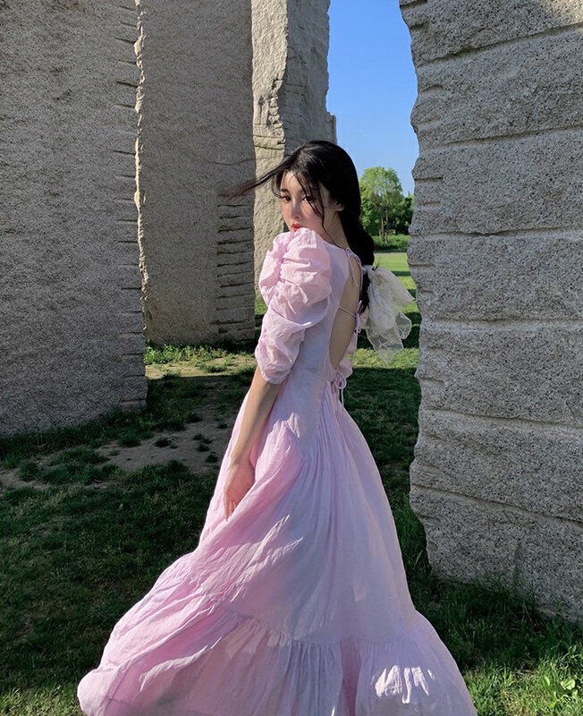 [pepper] Cherry blossom pink waist open back dress (dress only) 1030\jj