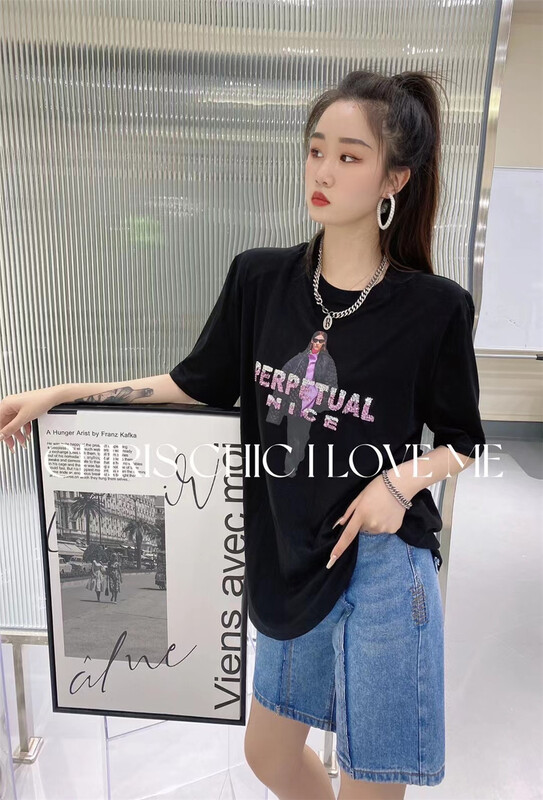 【 Chris chic 】 round neck print versatile short sleeve T-shirt 3133m\ozq