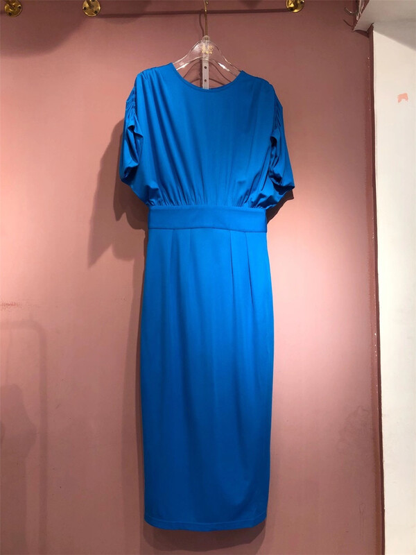 [sheen] commuting simple round neck solid waist dress 6235\jj