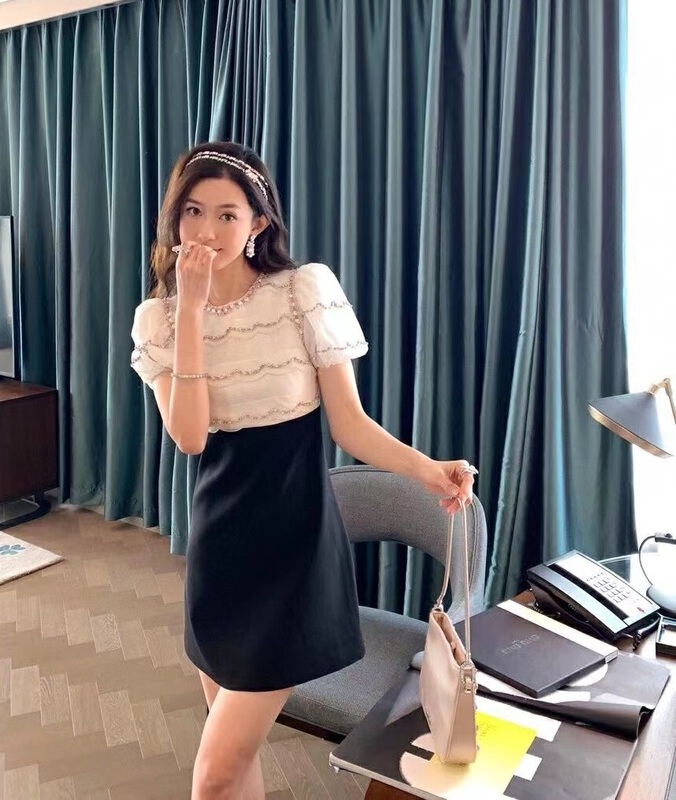 [pepper] heavy industry diamond studded Organza Dress 6132\jj