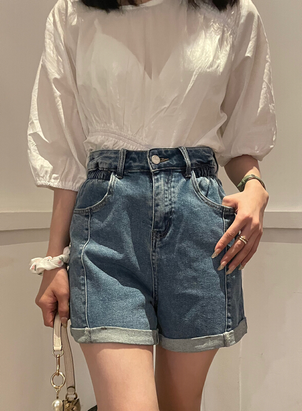 [jyn jinyuning] Korean casual elastic denim shorts 10015\lsl
