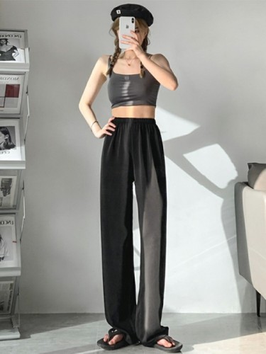 Ice silk wide leg pants women's summer 2022 new high waist, hanging feeling, thin style, spring and autumn small suit, straight tube floor mop pants