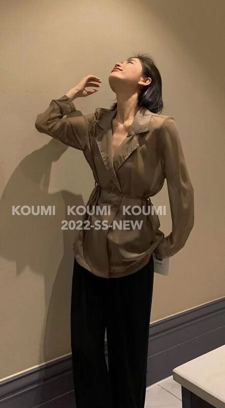 [Koumi] commuting temperament thin double breasted suit (with waist rope) 672\csx