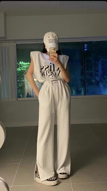 [last name] letter printed Vest + comfortable casual pants two piece suit 890\ozq