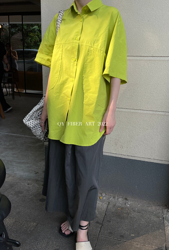 [QY fiber art] Korean simple loose large shirt 12860\csx