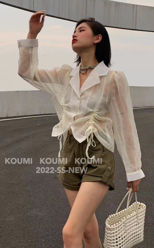 [Koumi] small crowd design pleated long sleeve shirt 671\csx