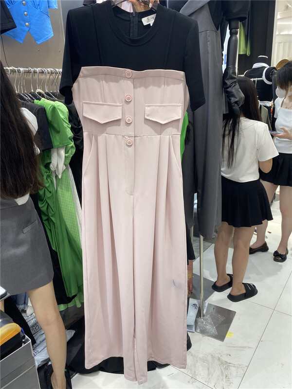 [e.su] round neck color contrast Pullover dress 3871\ozq