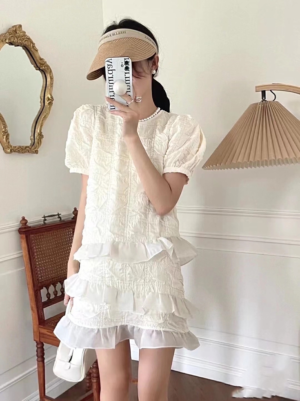 [YG] gentle and sweet temperament Ruffle design dress 4697\jj