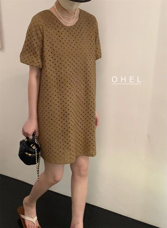 [Ohel] Korean style loose design hollow out dress 22075\cls