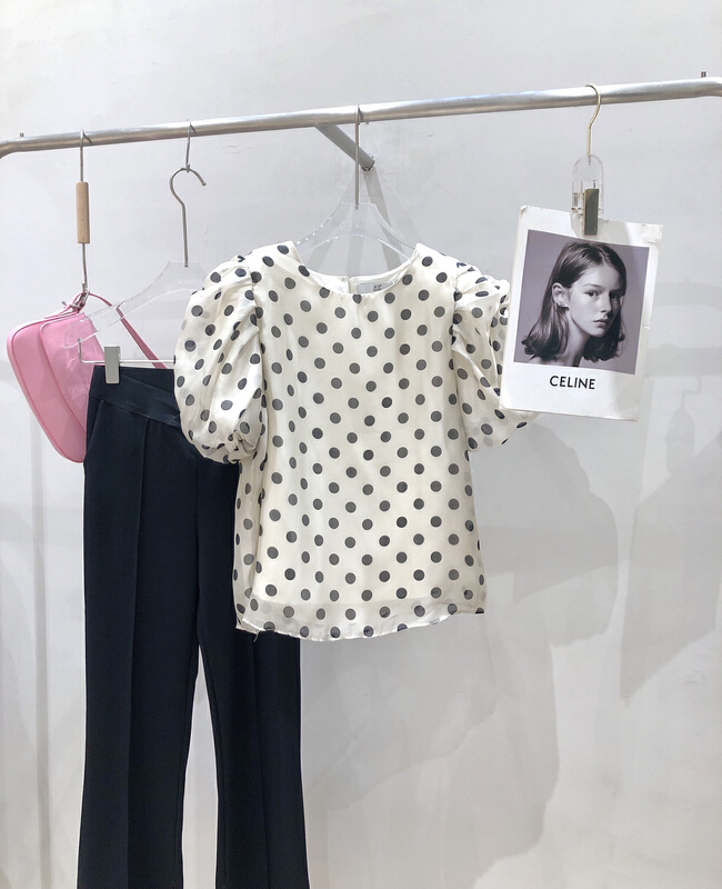 [sun] retro wave point bubble sleeve shirt 97100\hyy