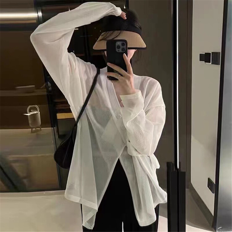 [mozr] long sleeve solid color versatile sunscreen shirt 9068\xyj