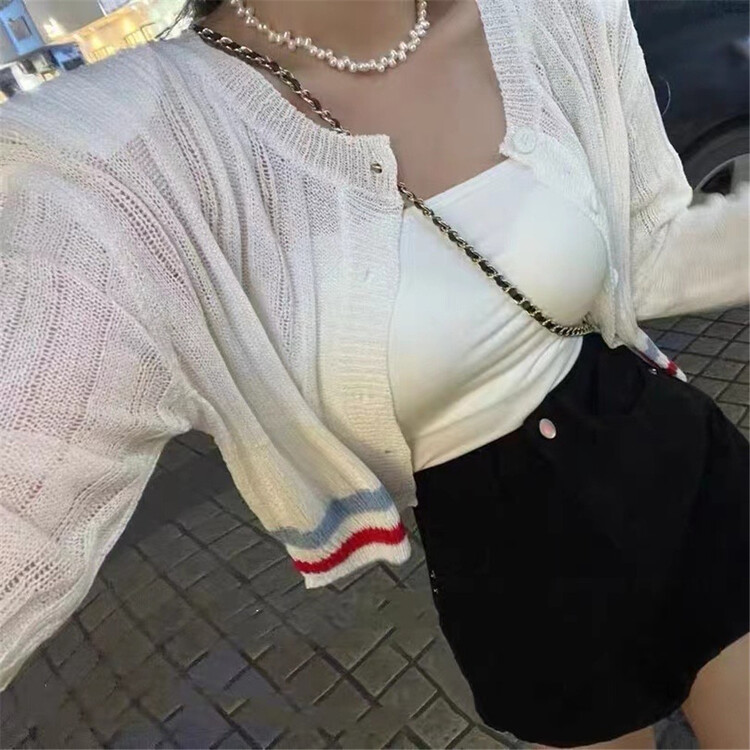 [F.D] simple casual round neck single breasted color contrast knitted cardigan 2219\wpl