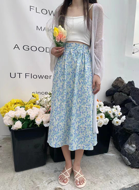 [mg+] fashion floral medium length skirt 99337\zxx