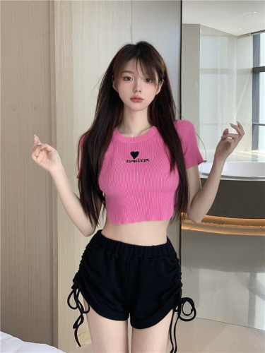 Real Price Embroidery love short T-Shirt Top Women