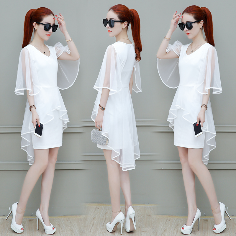 Sexy meat tight slim fitting dress for women 2022 summer dress slim super immortal cool wind mesh medium length skirt fashion
